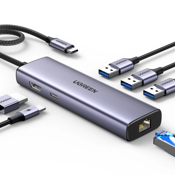 Ugreen 6-v-1 USB-C Hub (100 W PD, 4K@30Hz HDMI)