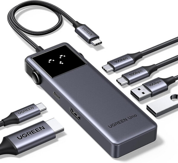 Ugreen Uno 6v1 USB-C hub z 10Gbps USB-C in USB-A ter 4K@60Hz HDMI izhodi