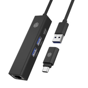 Icybox IB-HUB1439-LAN 4 Port Hub z priključkom USB 3.2 Type-A ali Type-C