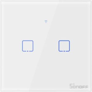 SONOFF pametno stensko stikalo Wi-Fi + RF433 dvojno T1EU2C-TX