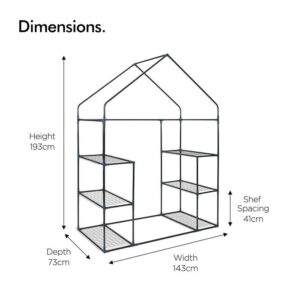 VonHaus rastlinjak 193 x 73 x 143cm