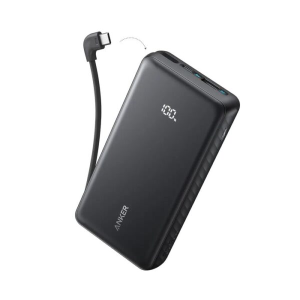 Anker Zolo Powerbank 20000 mAh, 22,5W z vgrajenim USB-C kablom, črn