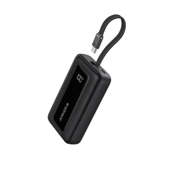 Anker Zolo Powerbank 10000 mAh, 30W z vgrajenim kablom USB-C, črn