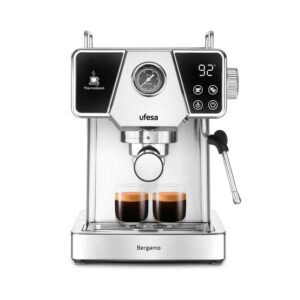 Ufesa UFESA Bergamo espresso aparat za mleti kavni prah, 20 barov pritiska, z manometrom, Thermoblock ogrevanjem in penilcem mleka