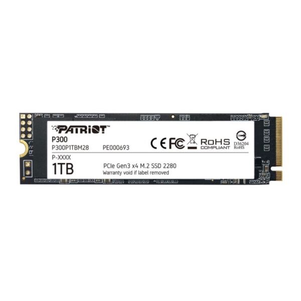 p300_black_1tb_a Patriot P300 1TB M.2 NVMe SSD PCIe Gen 3 x4