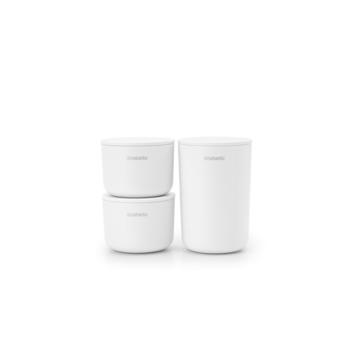 Brabantia set 3 lončkov za kopalnico bel