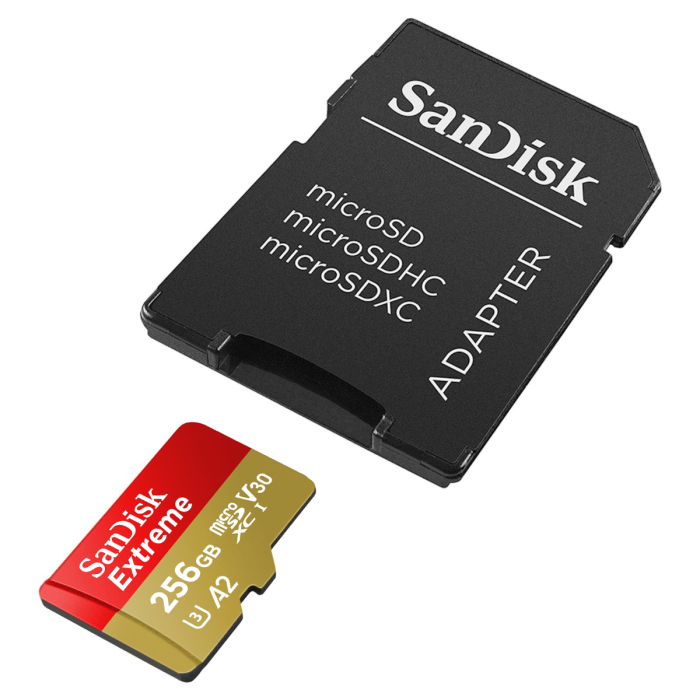 SanDisk 256GB Extreme microSDXC UHS-I spominska kartica z adapterjem