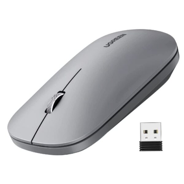 ugreen-90373-portable-wireless-mouse-grey_1_ Ugreen brezžična tiha, tanka in lahka miška 2.4GHz, 400DPI svetlo siva - box