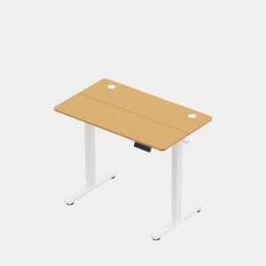 100cm-electric-sit-stand-desk-light-wood-effect-assembled_1_ VonHaus barva svetel les električno nastavljiva dvižna pisalna miza 100 × 60 cm z USB-C polnilnim priključkom