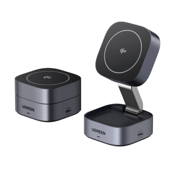 Ugreen 2-in-1 magnetni brezžični polnilnik Qi2 15W