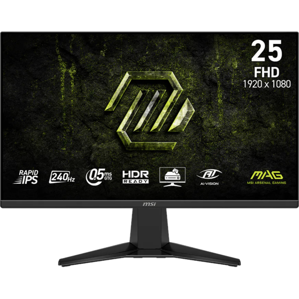 Zaslon MSI MAG 255F X24 / 62,2 cm (24,5") / 1920x1080 (FHD) / Rapid IPS / 240 Hz / 0.5 ms (Min.) (GTG) / 300 nits / 1000:1