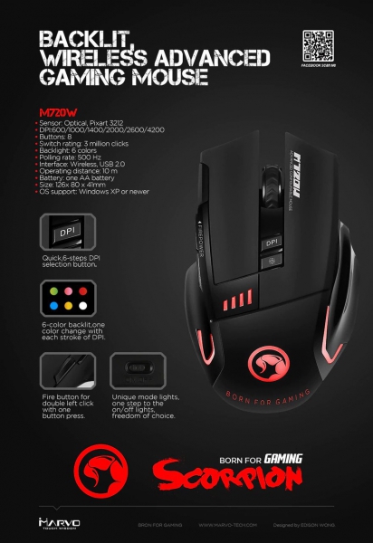 MARVO M720W gaming brezžična miška