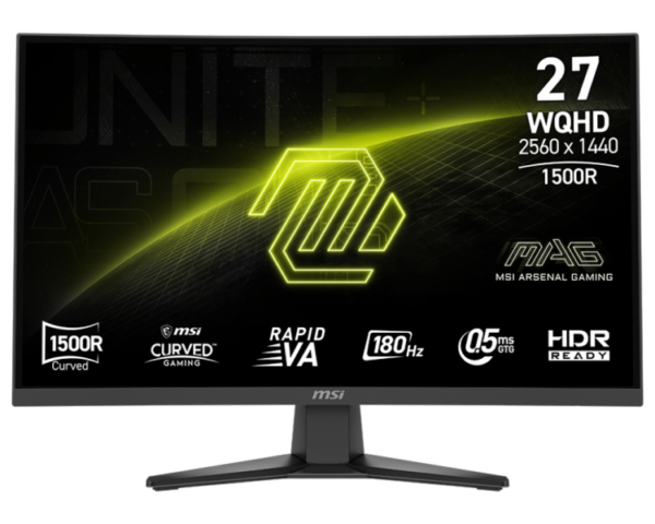 Zaslon MSI MAG 275CQF E18 / 27" / WQHD / Rapid VA / 180Hz / 0.5ms (GtG) / ukrivljen / črn