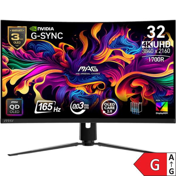 Zaslon MSI MAG 321CUP QD-OLED 31.5" / UHD / 165Hz / 0,03ms MPRT / črn - nastavljiv po višini - PD 15W