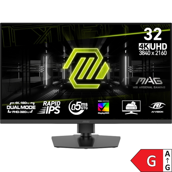 Zaslon MSI MAG 322URDF E16 / 31.5" / UHD / Rapid IPS / 160Hz / 0.5ms (GtG) / črn - nastavljiv po višini