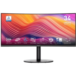 Zaslon MSI Modern MD342CQP / 34" / UWQHD / VA / 120Hz / 1ms (MPRT) / ukrivljen / KVM / črn - nastavljiv po višini - PD 98W