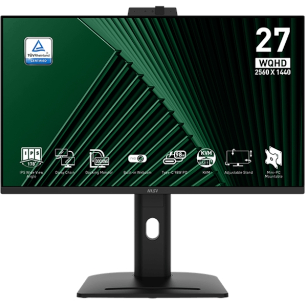 zaslon-msi-pro-mp275qpdg-27-wqhd-0.jpg-0 Zaslon MSI PRO MP275QPDG / 27" / WQHD / IPS / 100Hz / 1ms/ KVM /Web Camera / Daisy Chain, črn - nastavljiv po višini - PD 98W